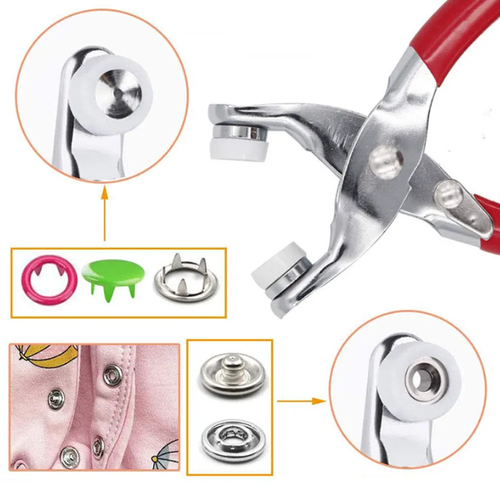 100Pcs Metal Sewing Buttons | Press Stud Snap Fastener Kit | Pliers | Snap On Tool | DIY