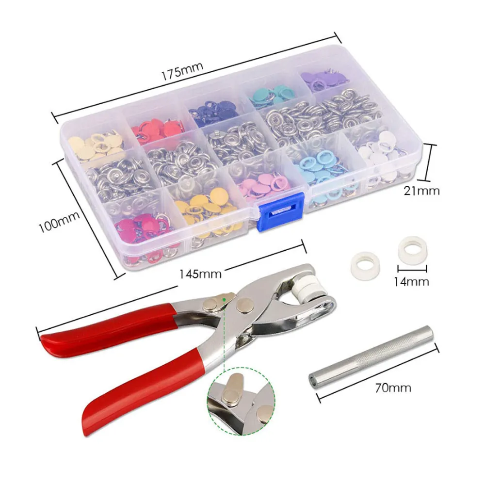 100Pcs Metal Sewing Buttons | Press Stud Snap Fastener Kit | Pliers | Snap On Tool | DIY