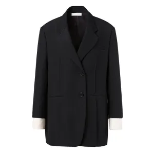 Black Wool Silk Blazer
