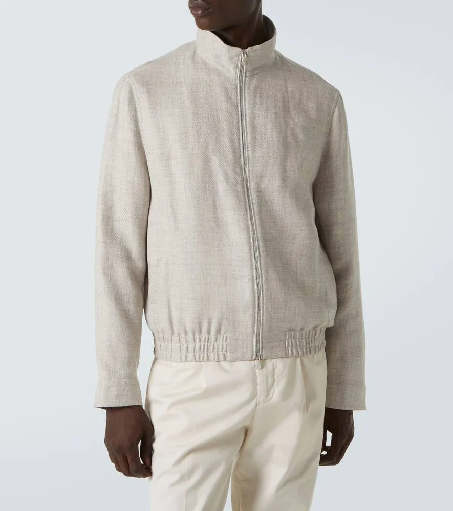 Brunello Cucinelli Linen, wool and silk bomber jacket