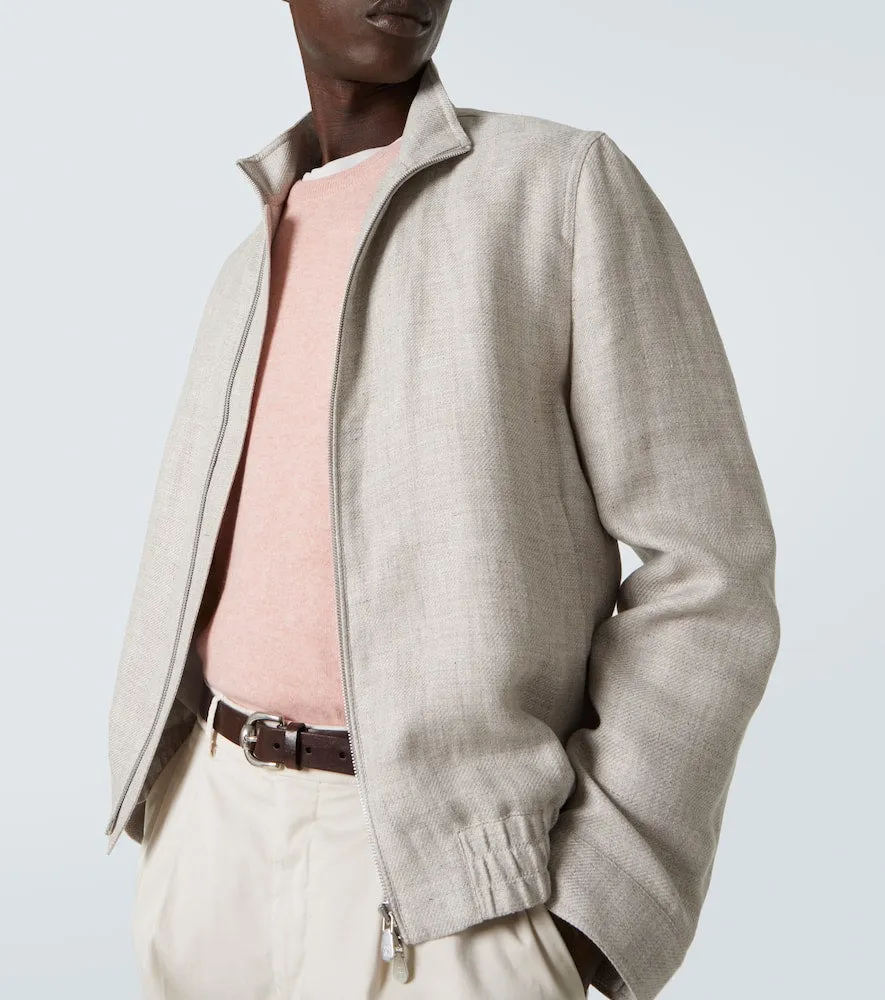 Brunello Cucinelli Linen, wool and silk bomber jacket