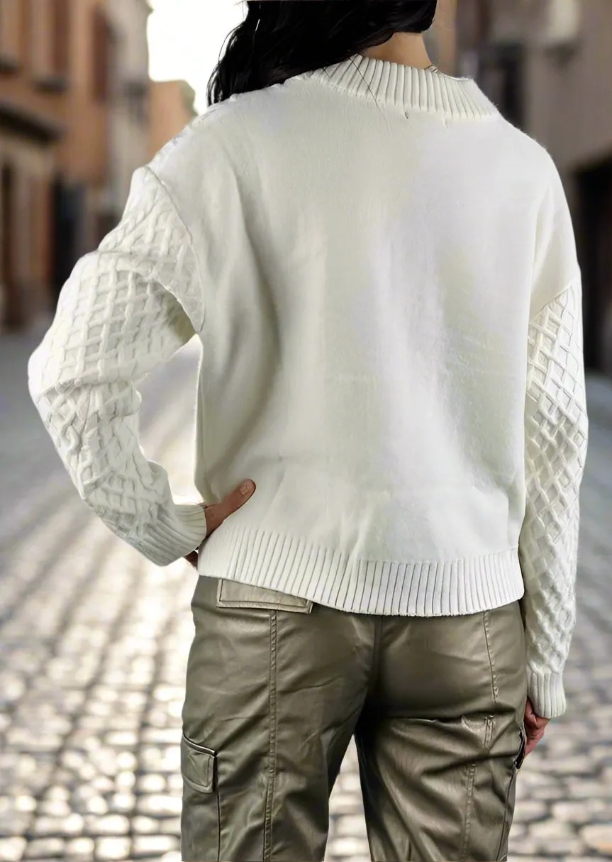 CABLE KNIT OFF WHITE SWEATER