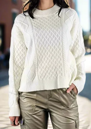 CABLE KNIT OFF WHITE SWEATER