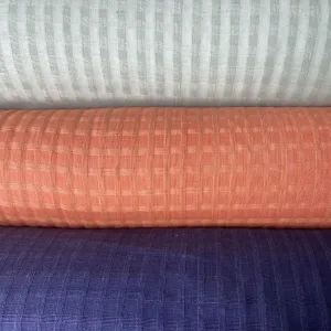 Checked Linen Cotton Blend Fabric