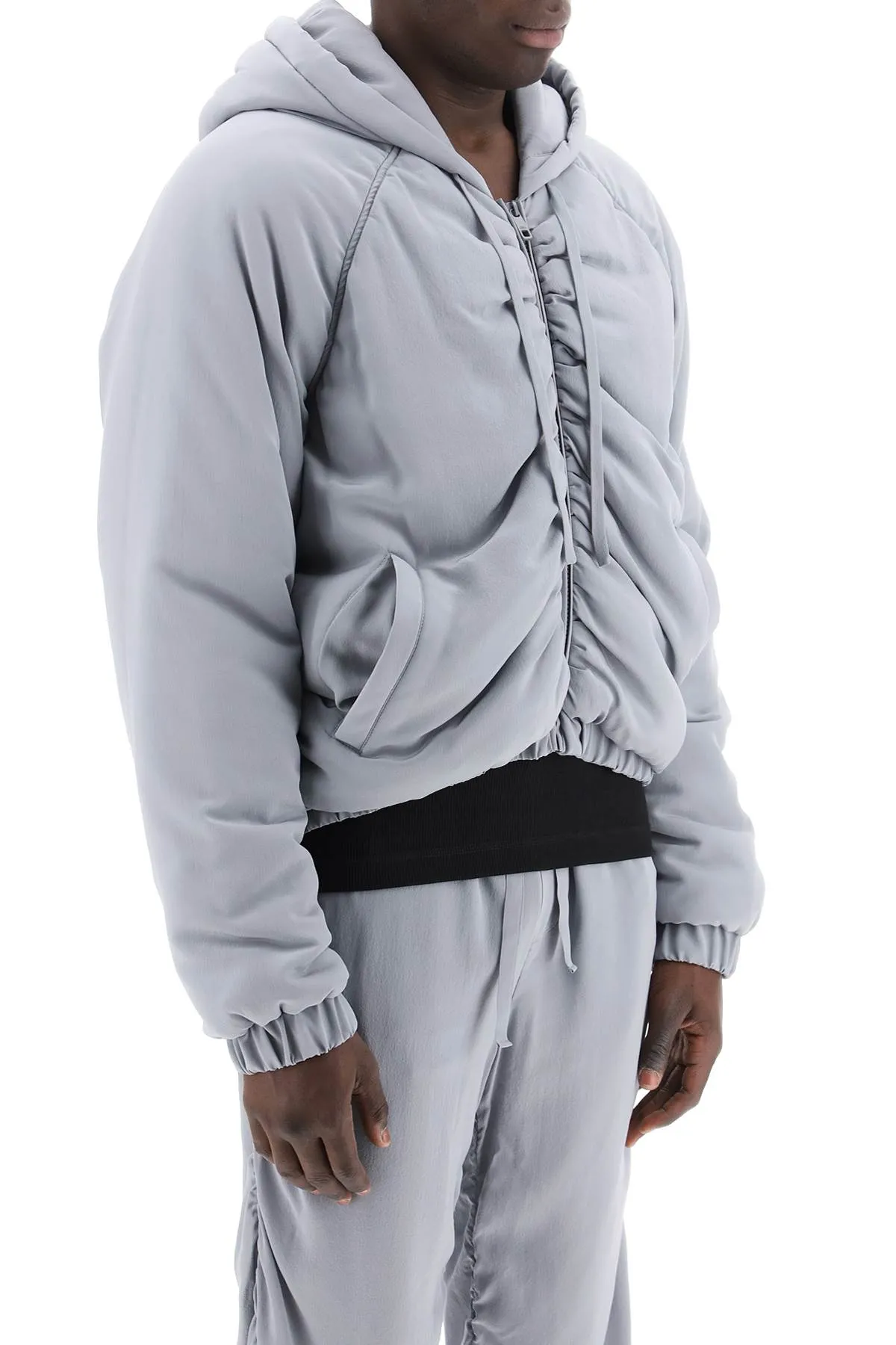 Dolce & gabbana cropped satin crepe bomber jacket G9AVQT FU1UQ GRIGIO CHIARO 6