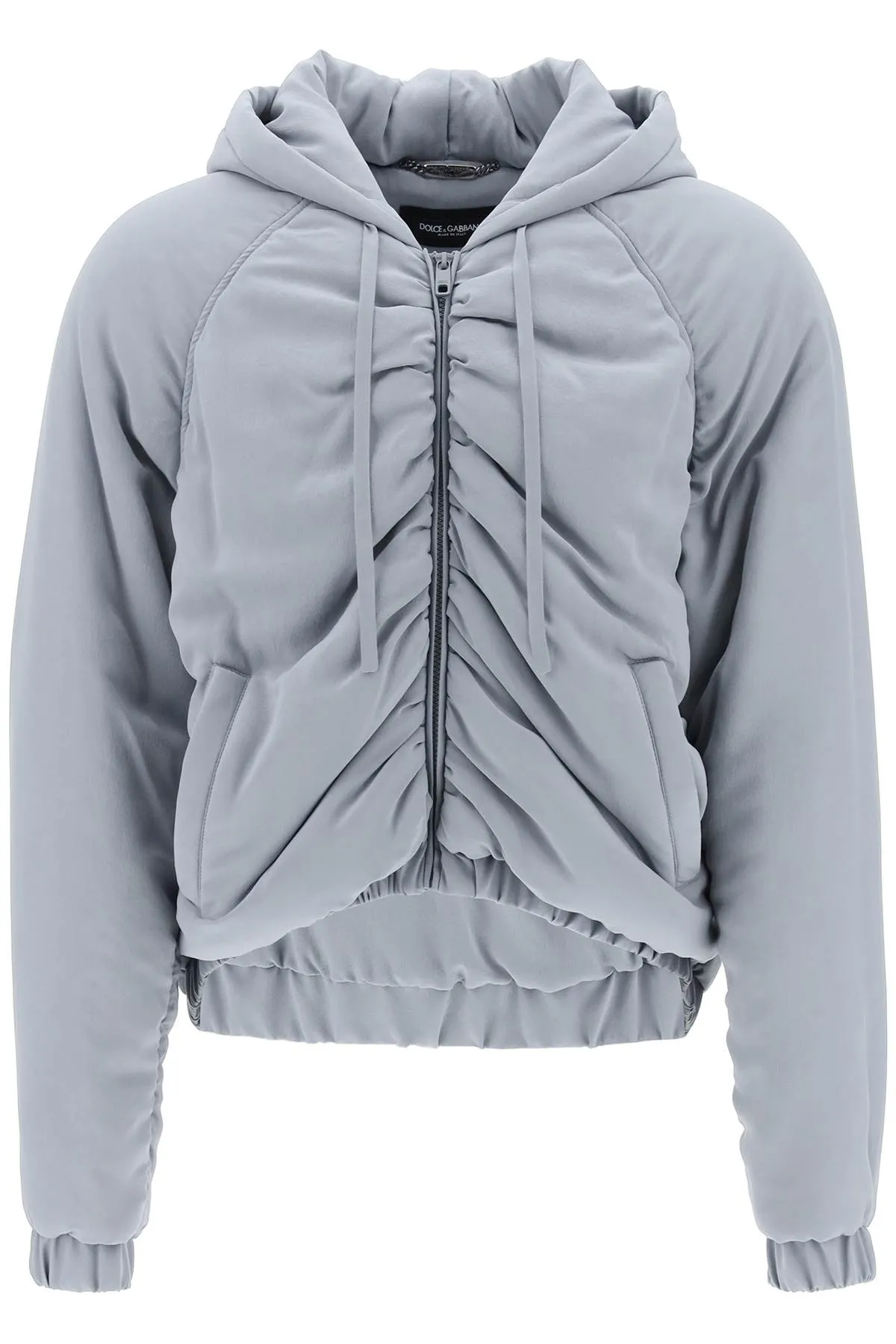 Dolce & gabbana cropped satin crepe bomber jacket G9AVQT FU1UQ GRIGIO CHIARO 6
