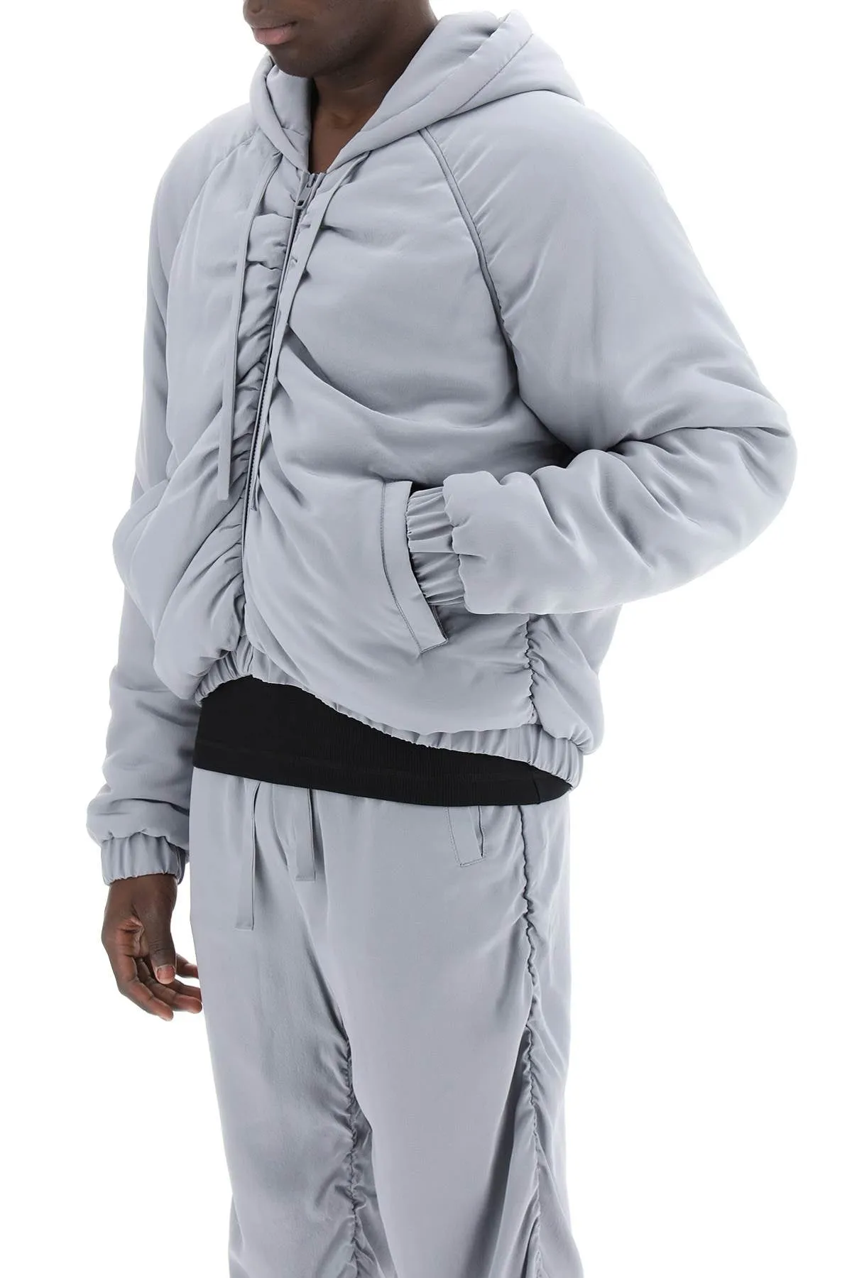 Dolce & gabbana cropped satin crepe bomber jacket G9AVQT FU1UQ GRIGIO CHIARO 6