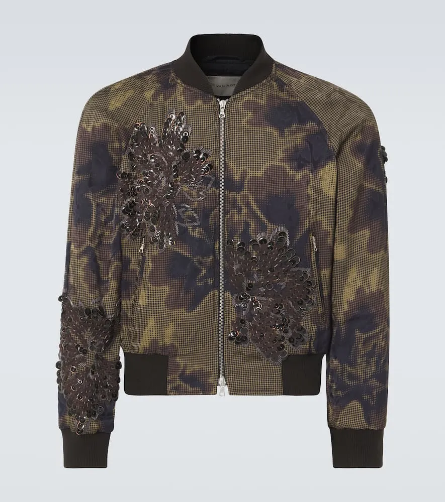 Dries Van Noten Sequined floral-appliqu√É¬© bomber jacket