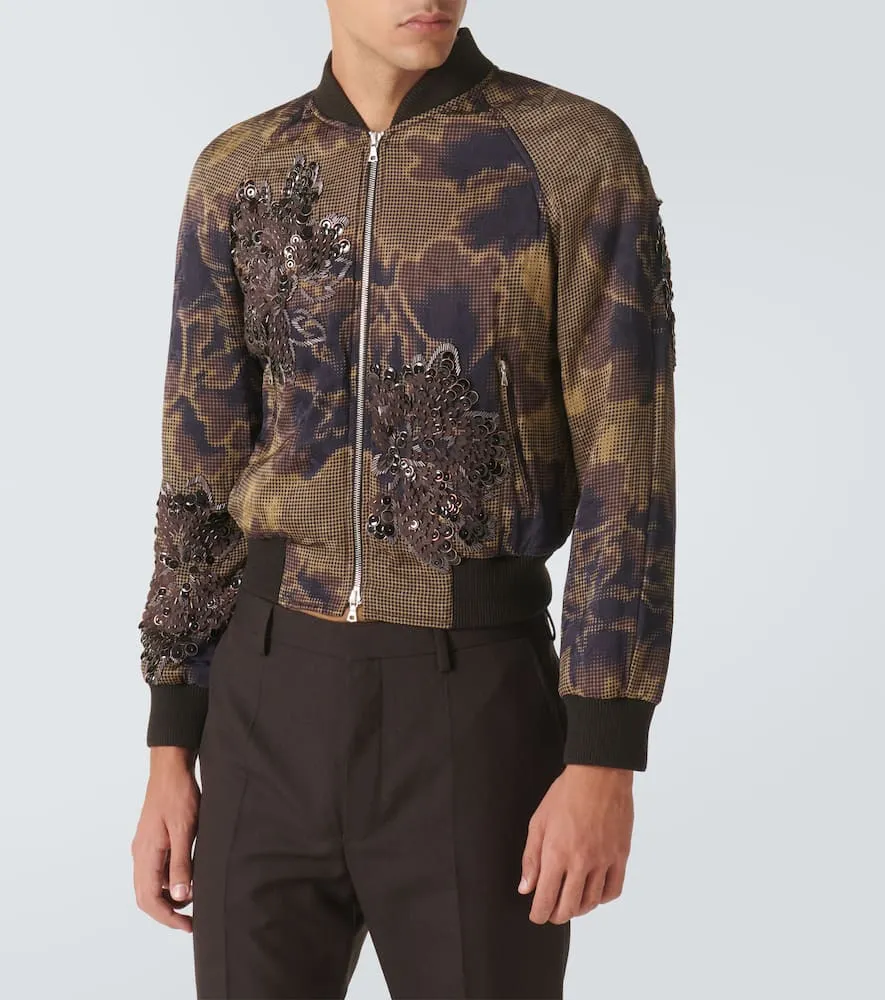 Dries Van Noten Sequined floral-appliqu√É¬© bomber jacket