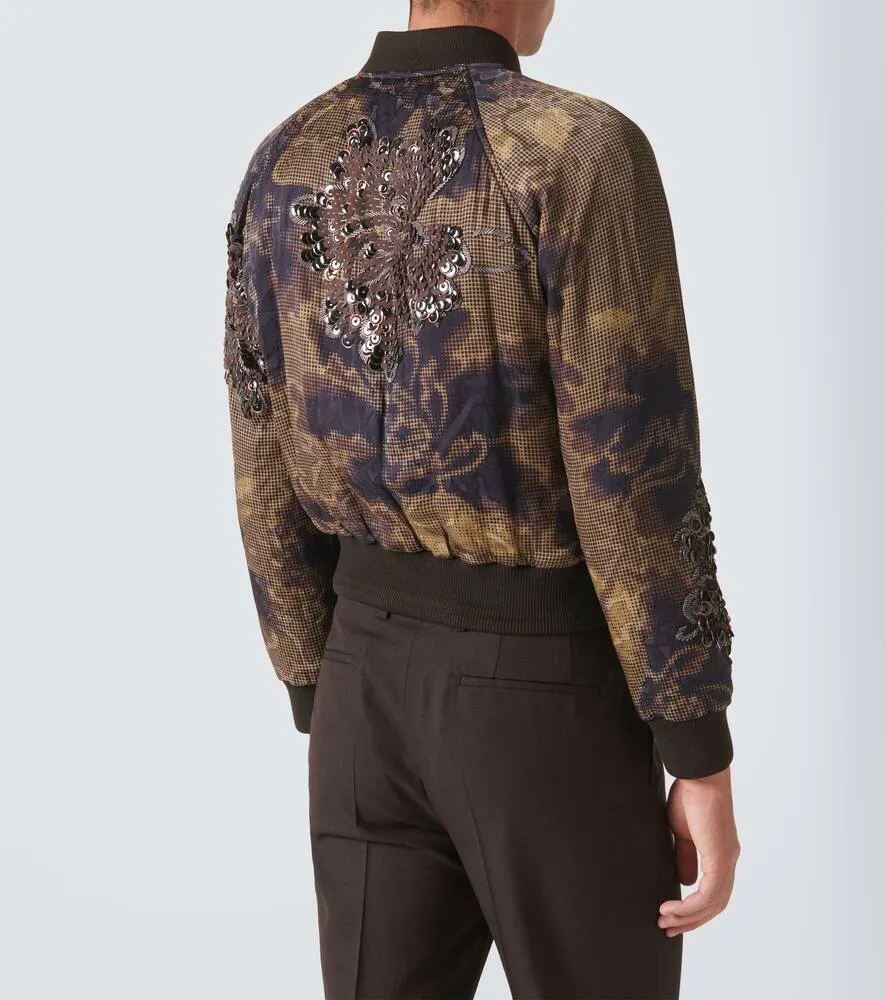 Dries Van Noten Sequined floral-appliqu√É¬© bomber jacket