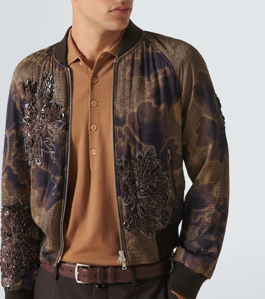 Dries Van Noten Sequined floral-appliqu√É¬© bomber jacket