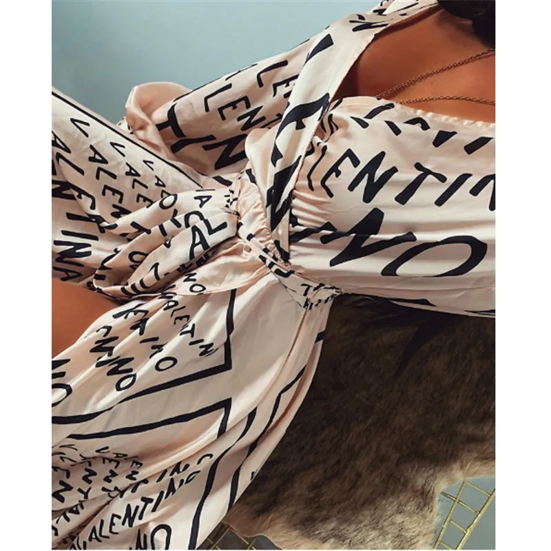 FashionSierra - Boho Printed Floral Long Maxi Dress Women Female Casual Loose Ankle-Length Empire V-Neck Long Splits Dresses