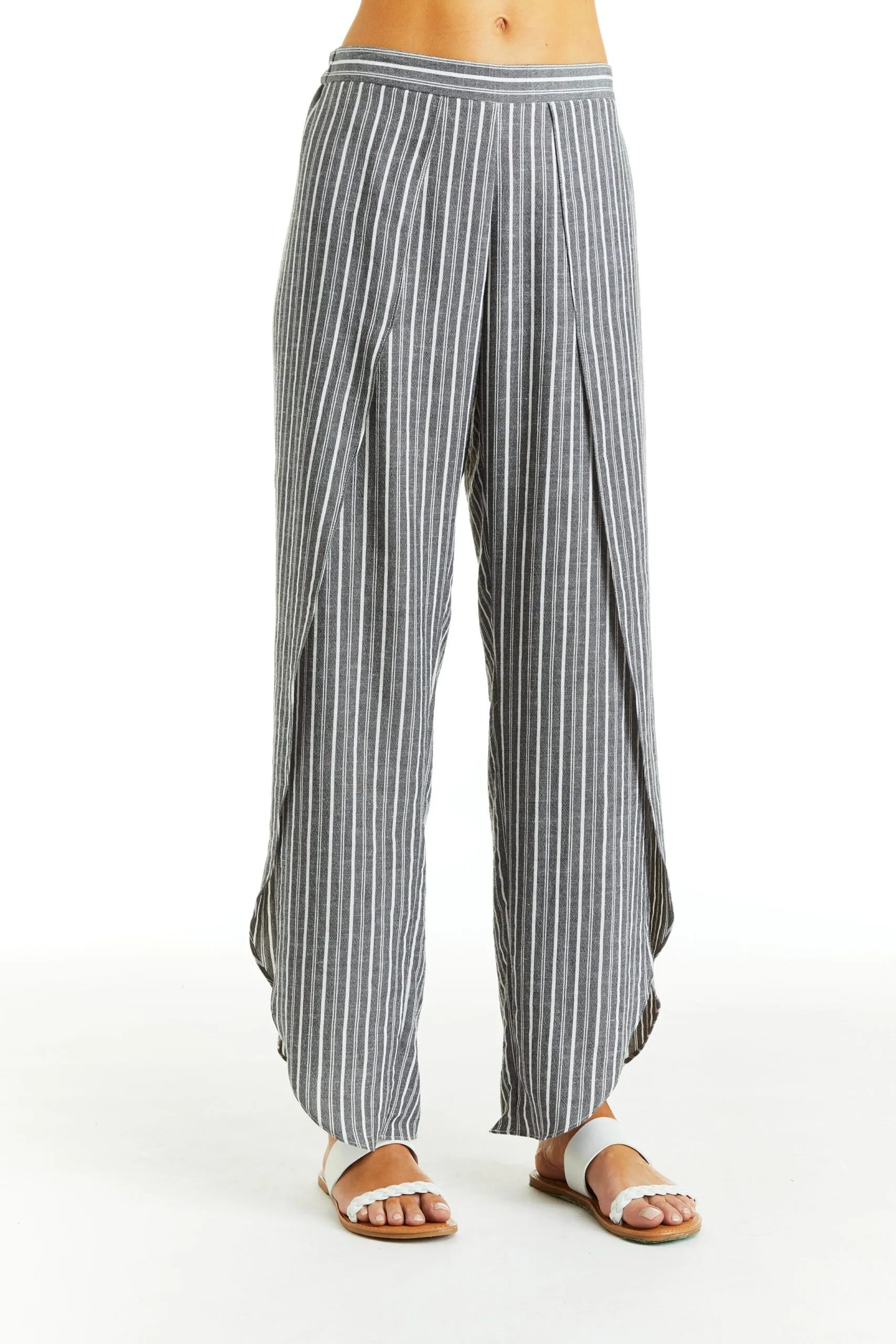 Grey And White Stripe Wide Leg Whitney Pant