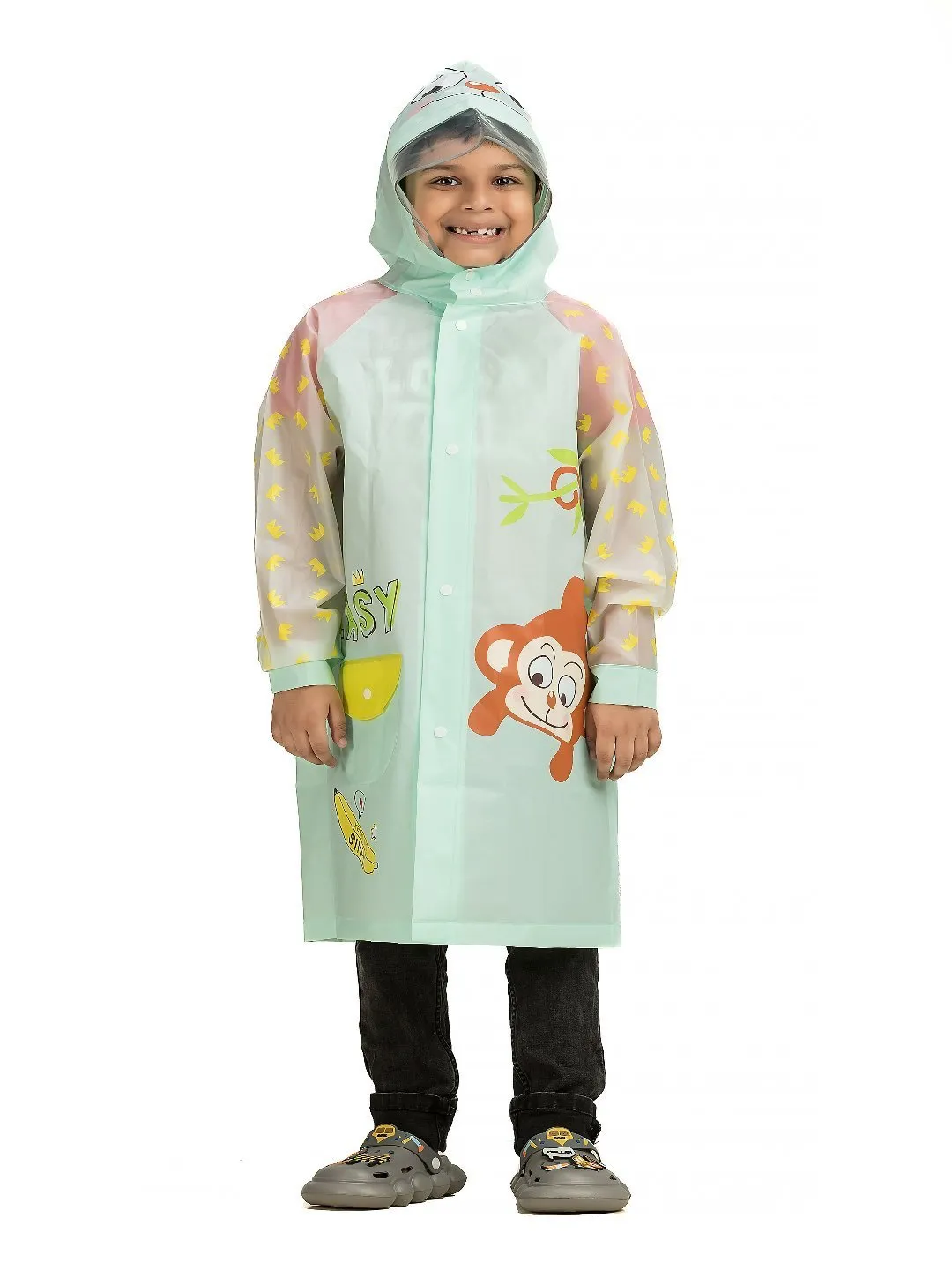 Jungle Jamboree Raincoat with Playful Monkey Design for Boys