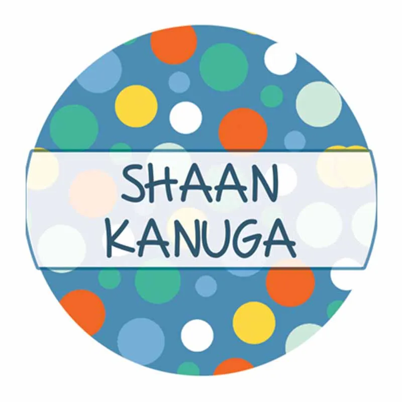 Personalise Colourful Polka Waterproof Stickers (Round)