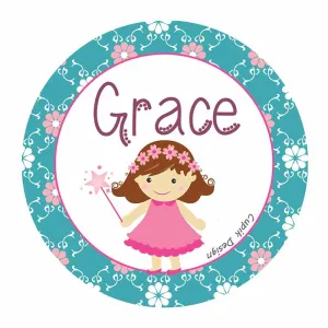 Personalised Angel Waterproof Stickers (Round)