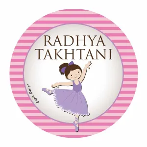 Personalised Ballerina Waterproof Stickers (Round)