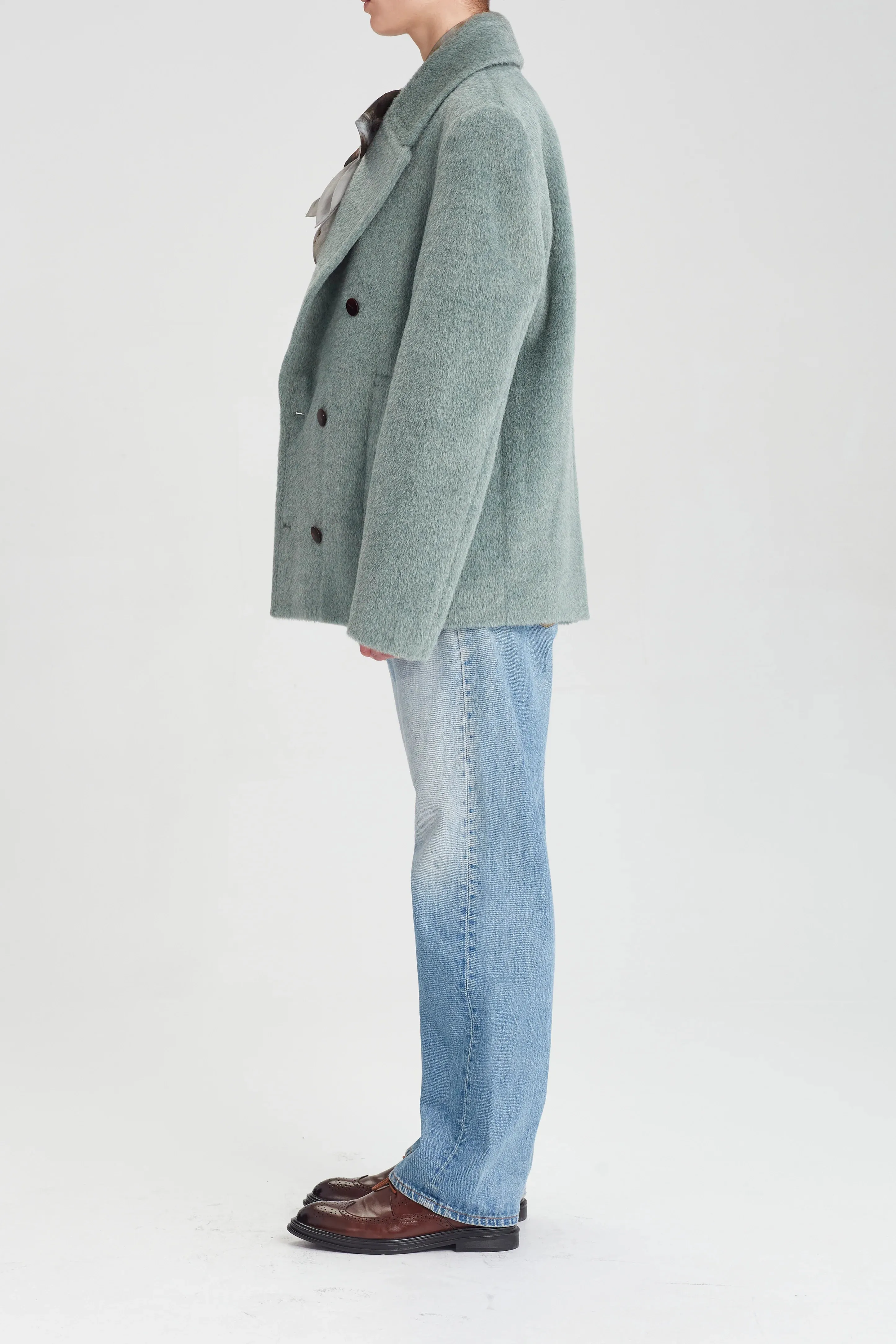 Rory William Docherty - Short Double Breasted Coat Sea Foam