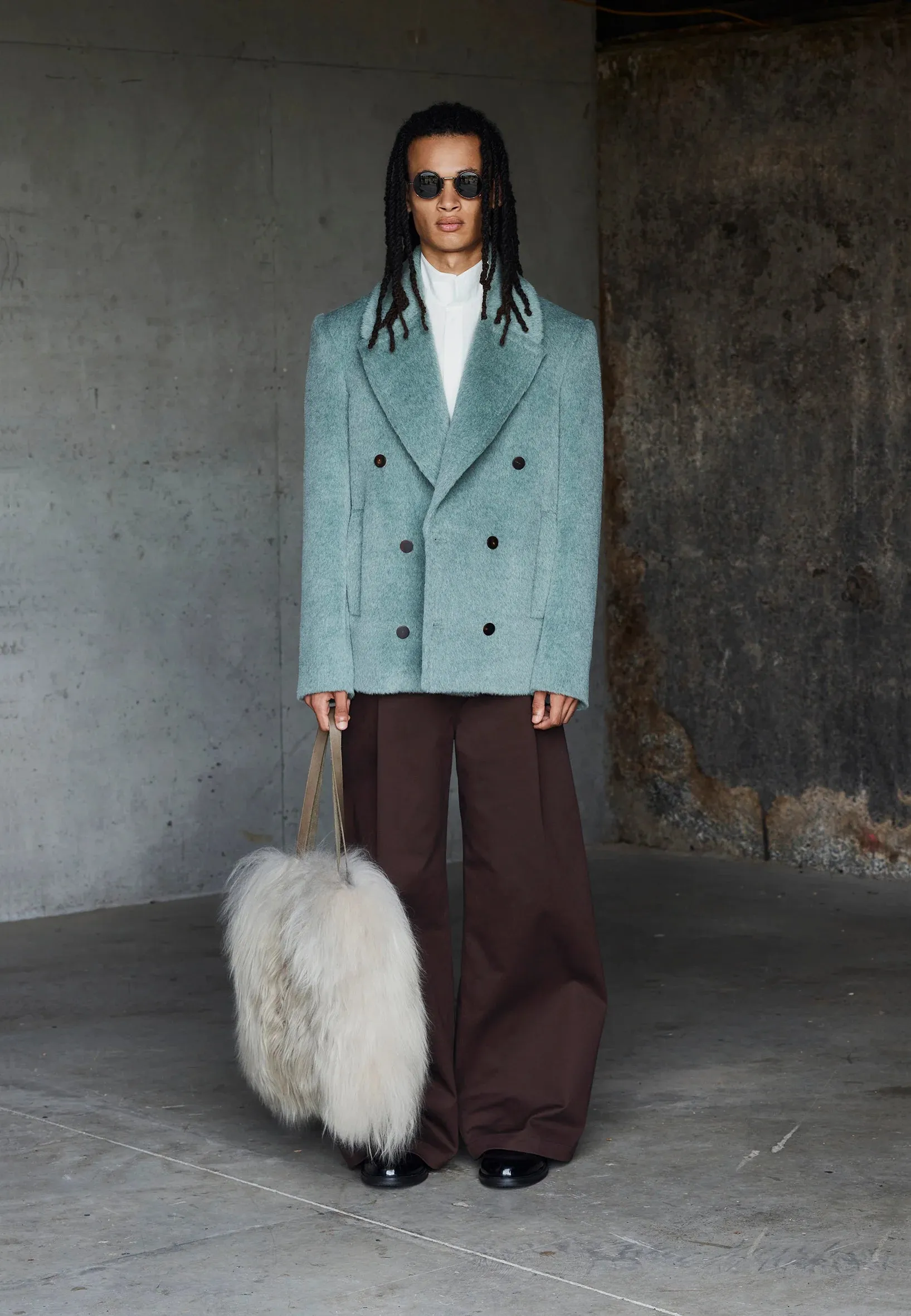 Rory William Docherty - Short Double Breasted Coat Sea Foam