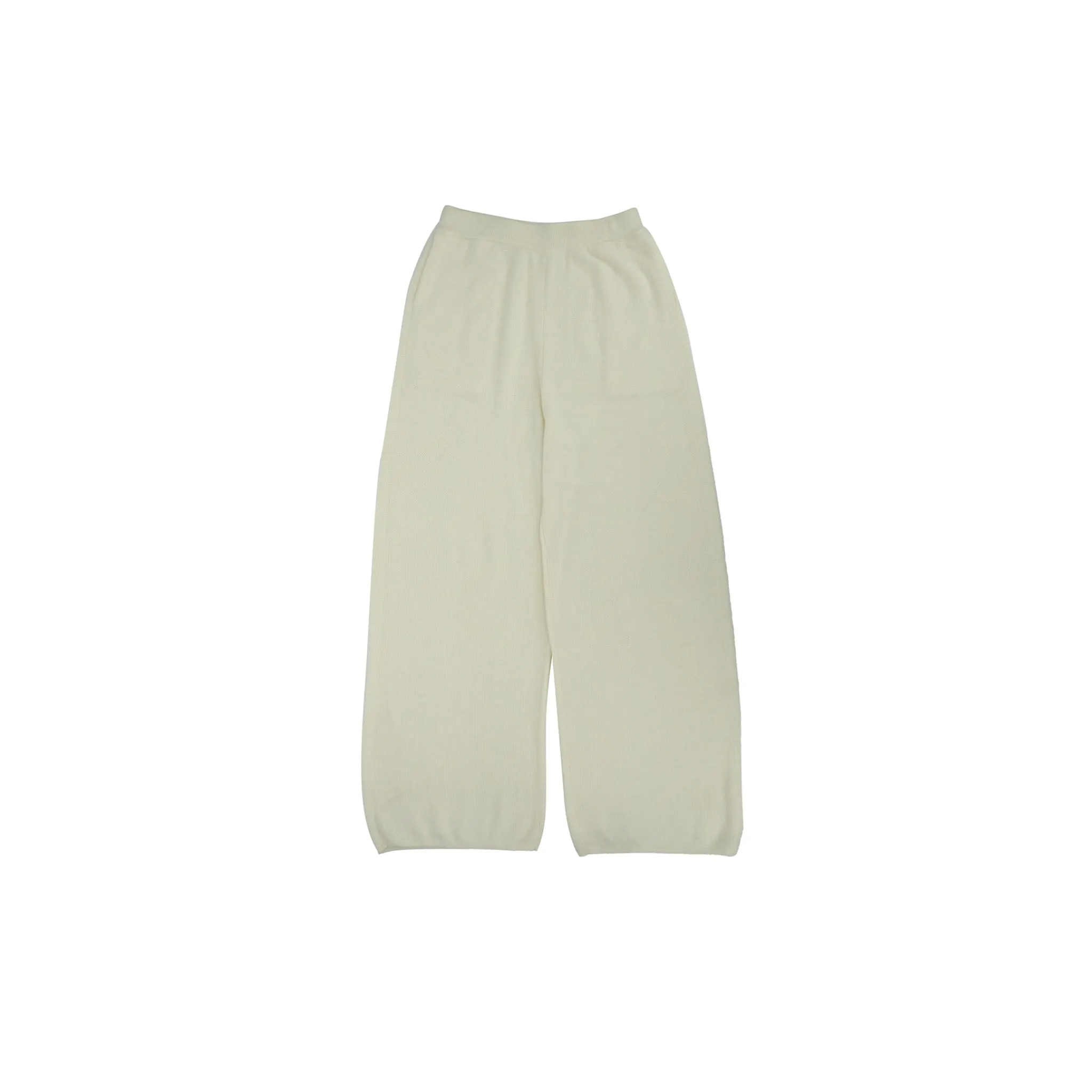 Silk Wool Wide-leg Pants in White