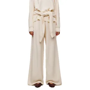 Silk Wool Wide-leg Pants in White