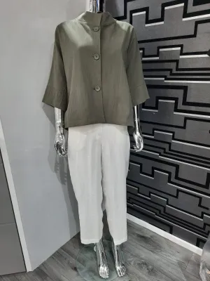 White Linen Mix Trousers