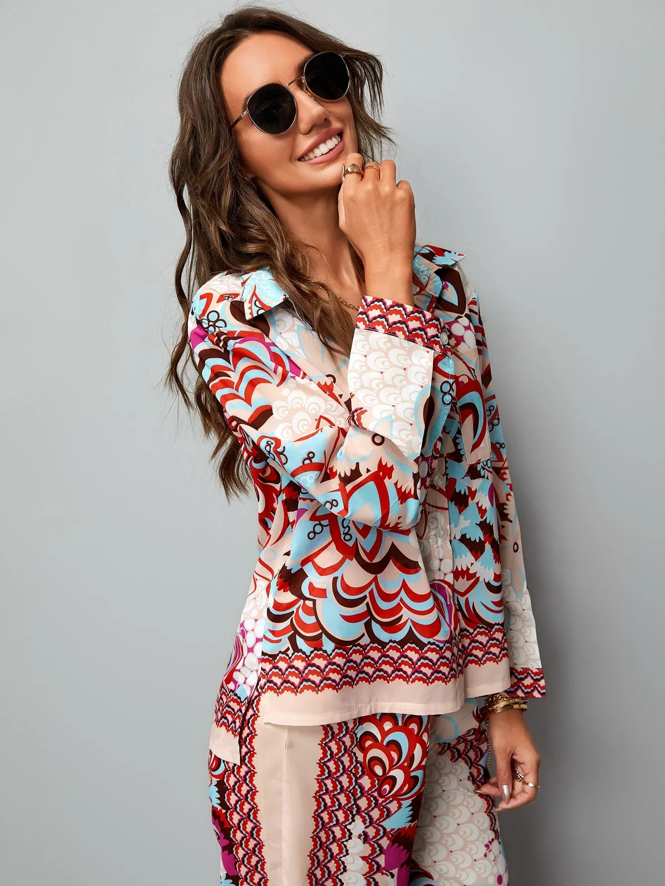 Women's Red Blouse & Pants