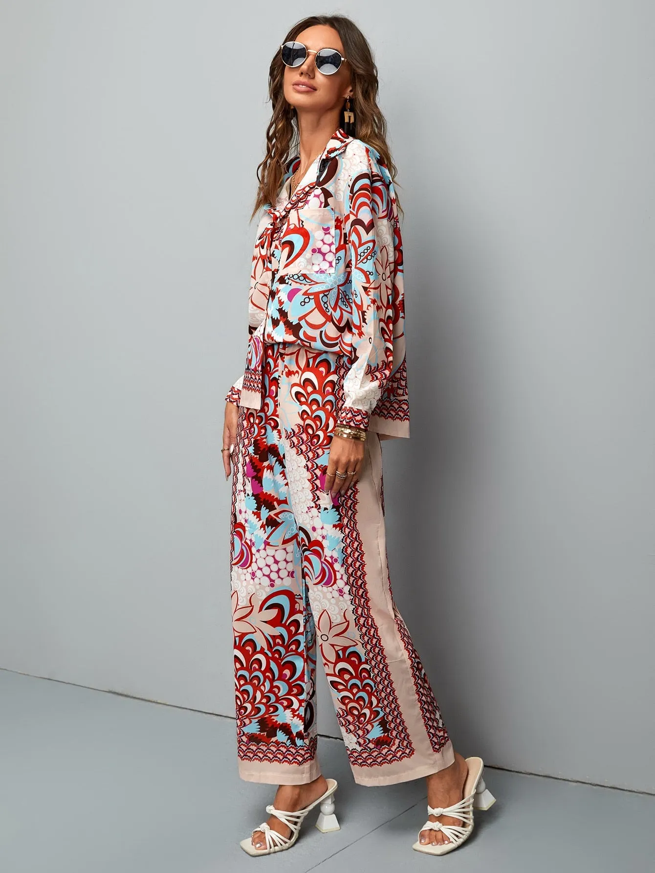Women's Red Blouse & Pants